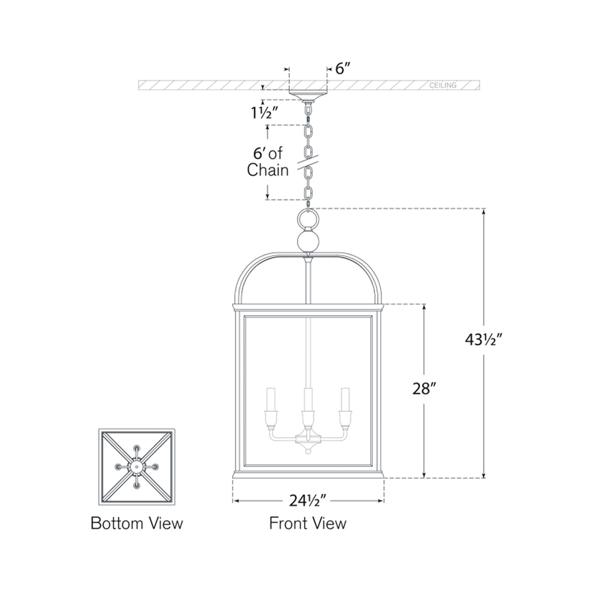 Rhoades Pendant Light - line drawing.