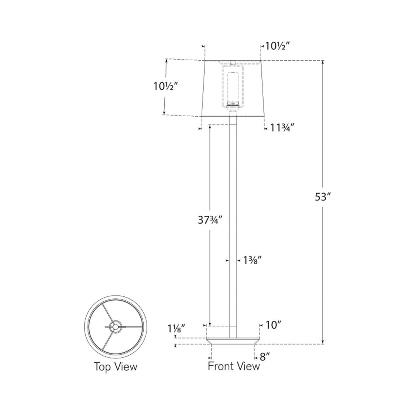 Riga LED Rechargeable Floor Lamp - line drawing.