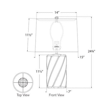 Ripley Torsade Table Lamp - line drawing.