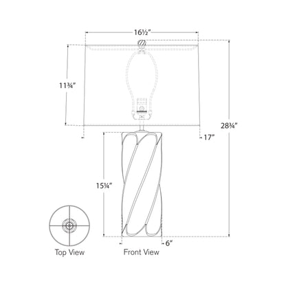 Ripley Torsade Table Lamp - line drawing.