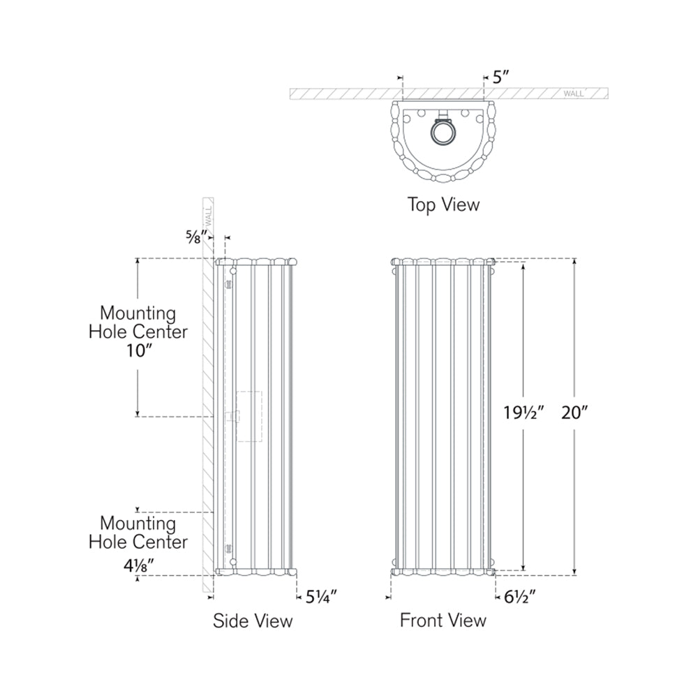 Rosehill Linear Bath Wall Light - line drawing.