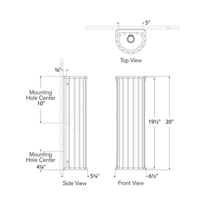 Rosehill Linear Bath Wall Light - line drawing.