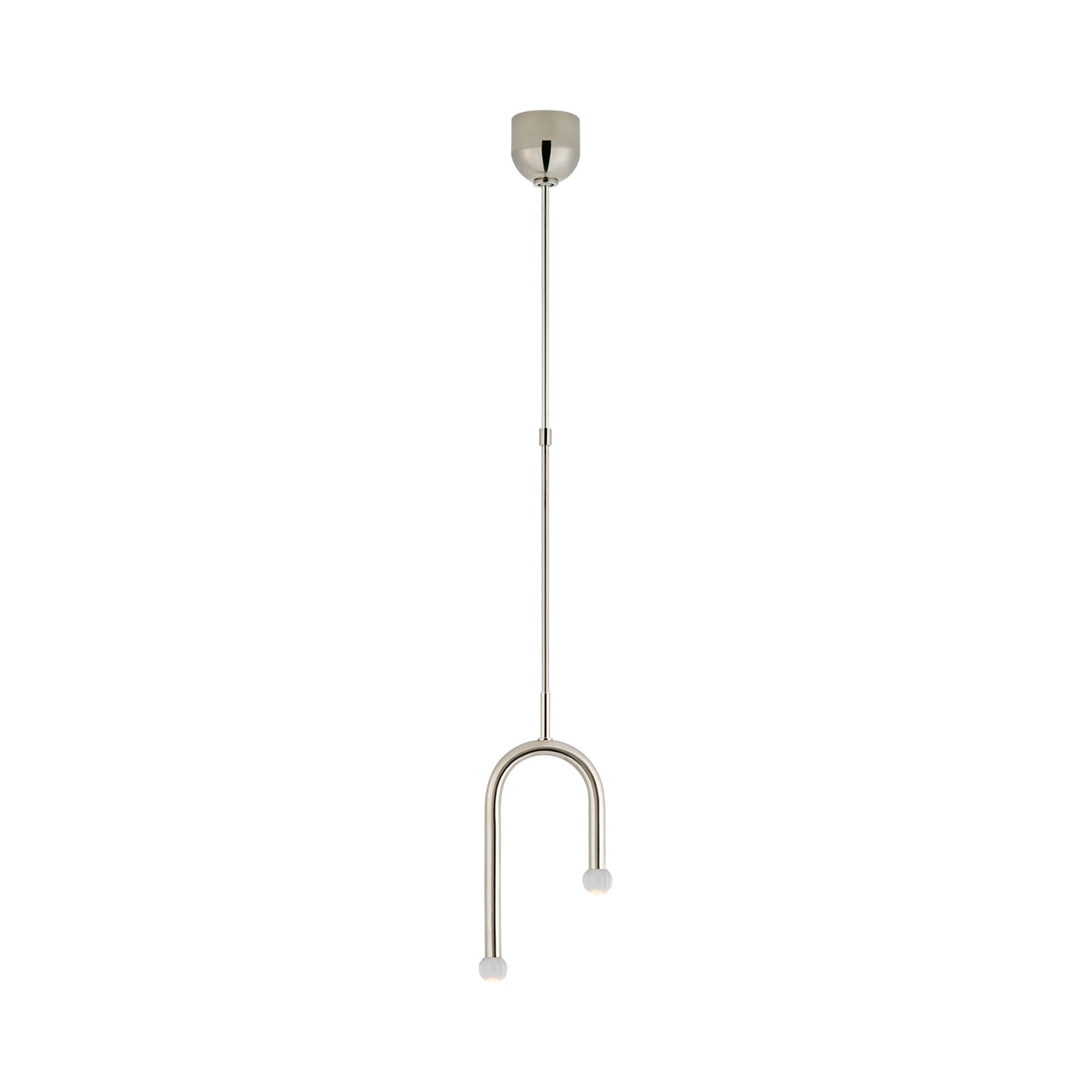 Rousseau Asymmetric LED Pendant Light in Polished Nickel/Clear Glass.