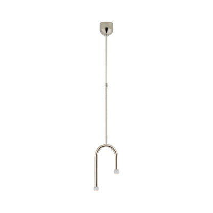 Rousseau Asymmetric LED Pendant Light in Polished Nickel/Clear Glass.