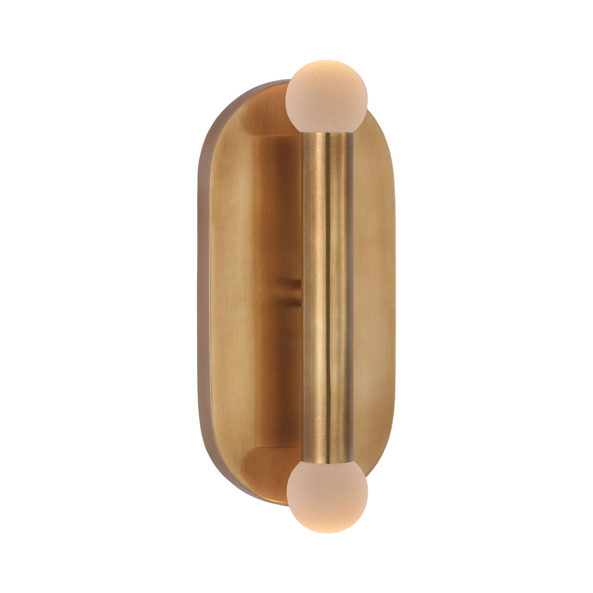 Rousseau LED Bath Wall Light in Antique-Burnished Brass/Etched Crystal Orb (10.25-inch).