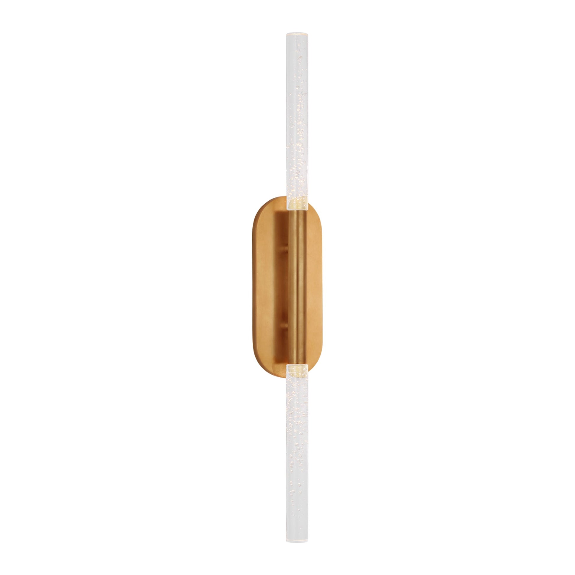 Rousseau LED Bath Wall Light in Antique-Burnished Brass/Seeded Glass (30-inch).