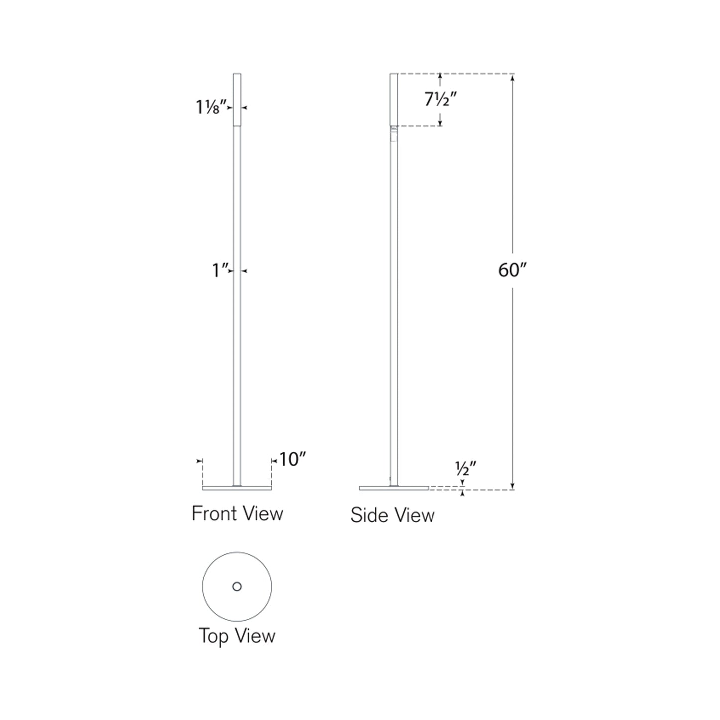 Rousseau LED Floor Lamp - line drawing.