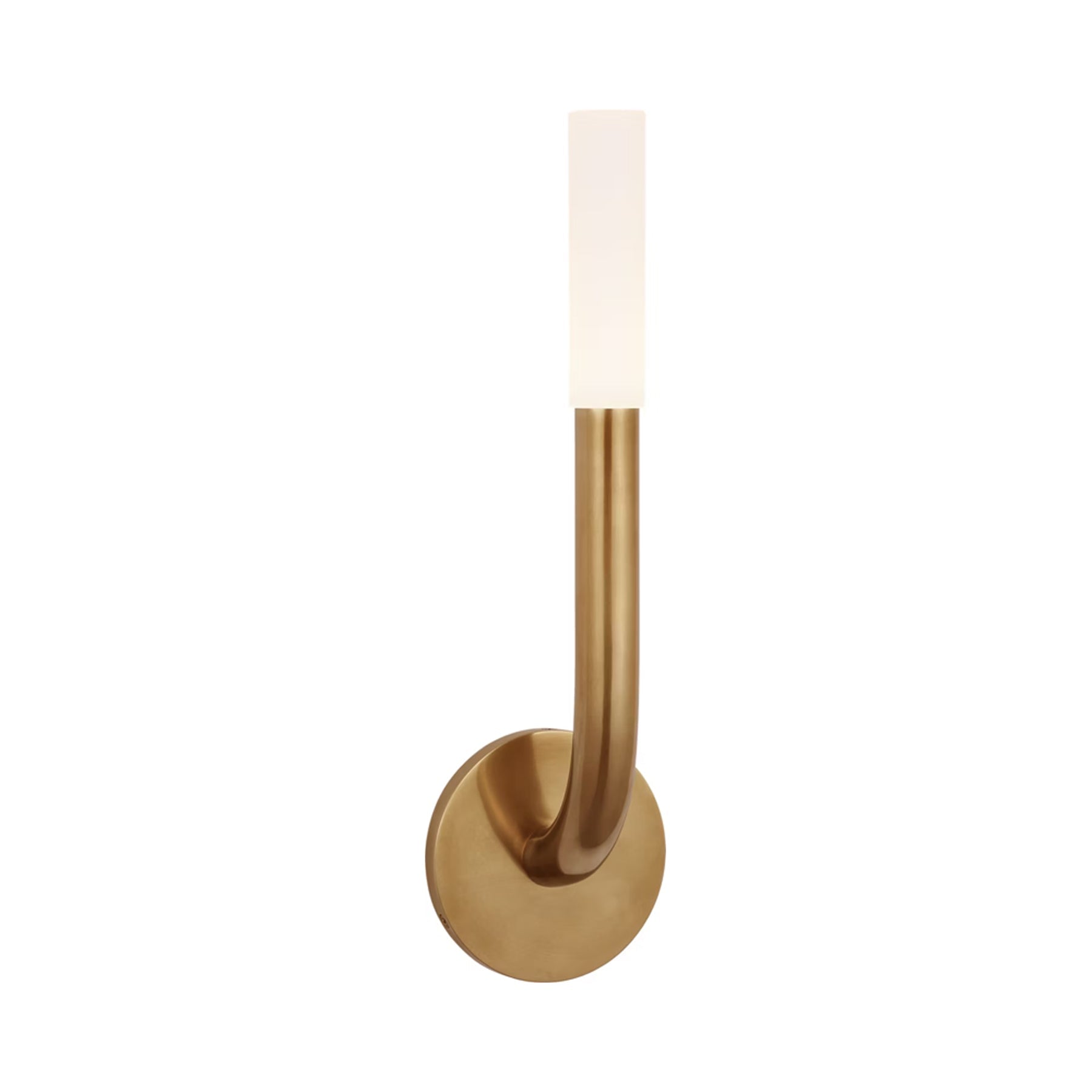 Rousseau Single LED Wall Light in Antique-Burnished Brass/Etched Crystal.