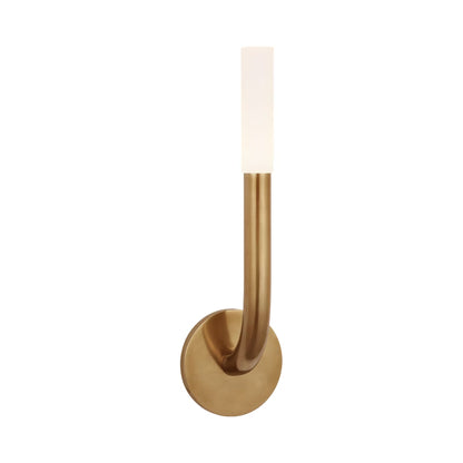 Rousseau Single LED Wall Light in Antique-Burnished Brass/Etched Crystal.