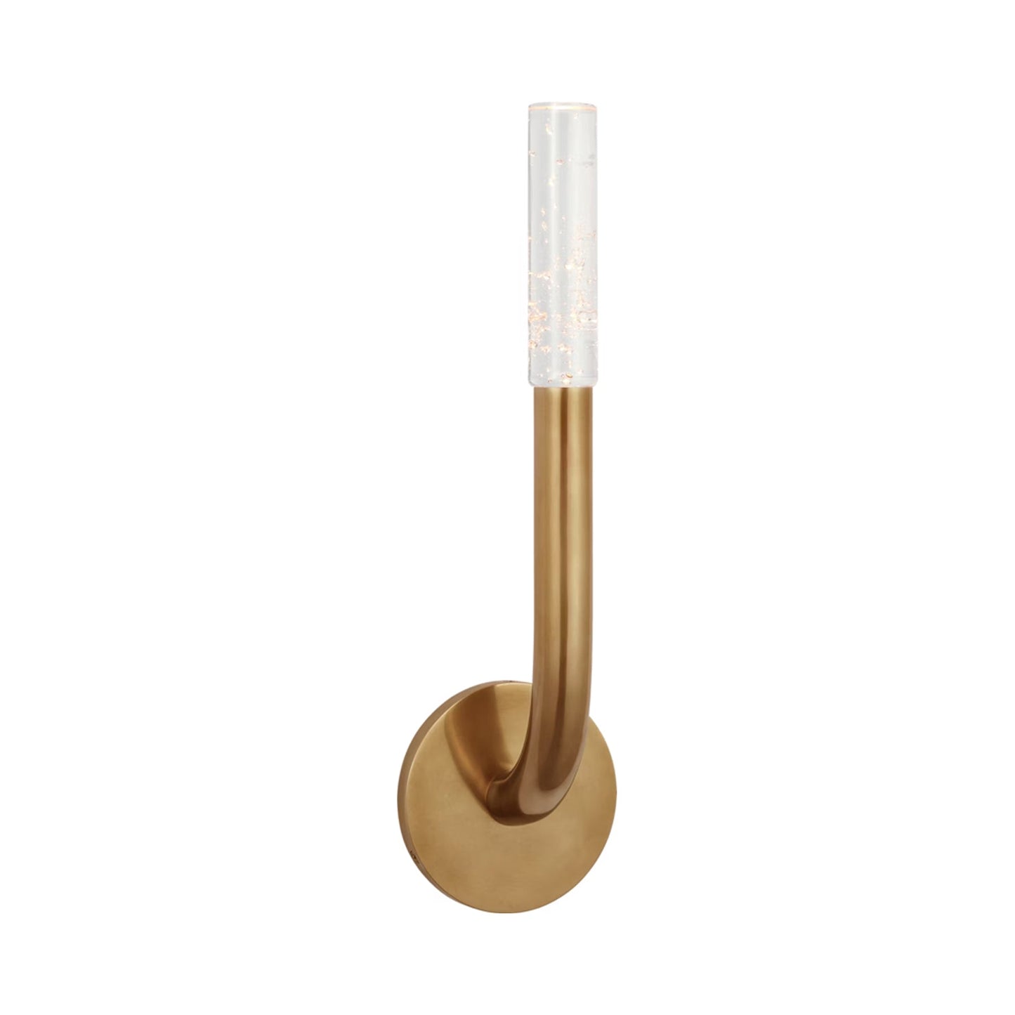 Rousseau Single LED Wall Light in Antique-Burnished Brass/Seeded Glass.