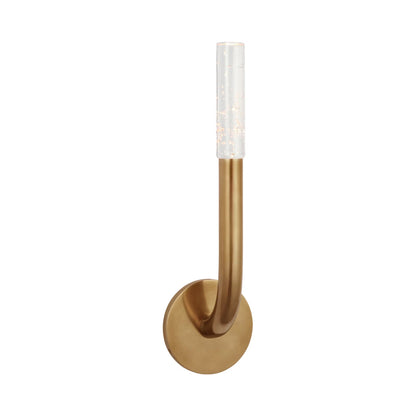 Rousseau Single LED Wall Light in Antique-Burnished Brass/Seeded Glass.