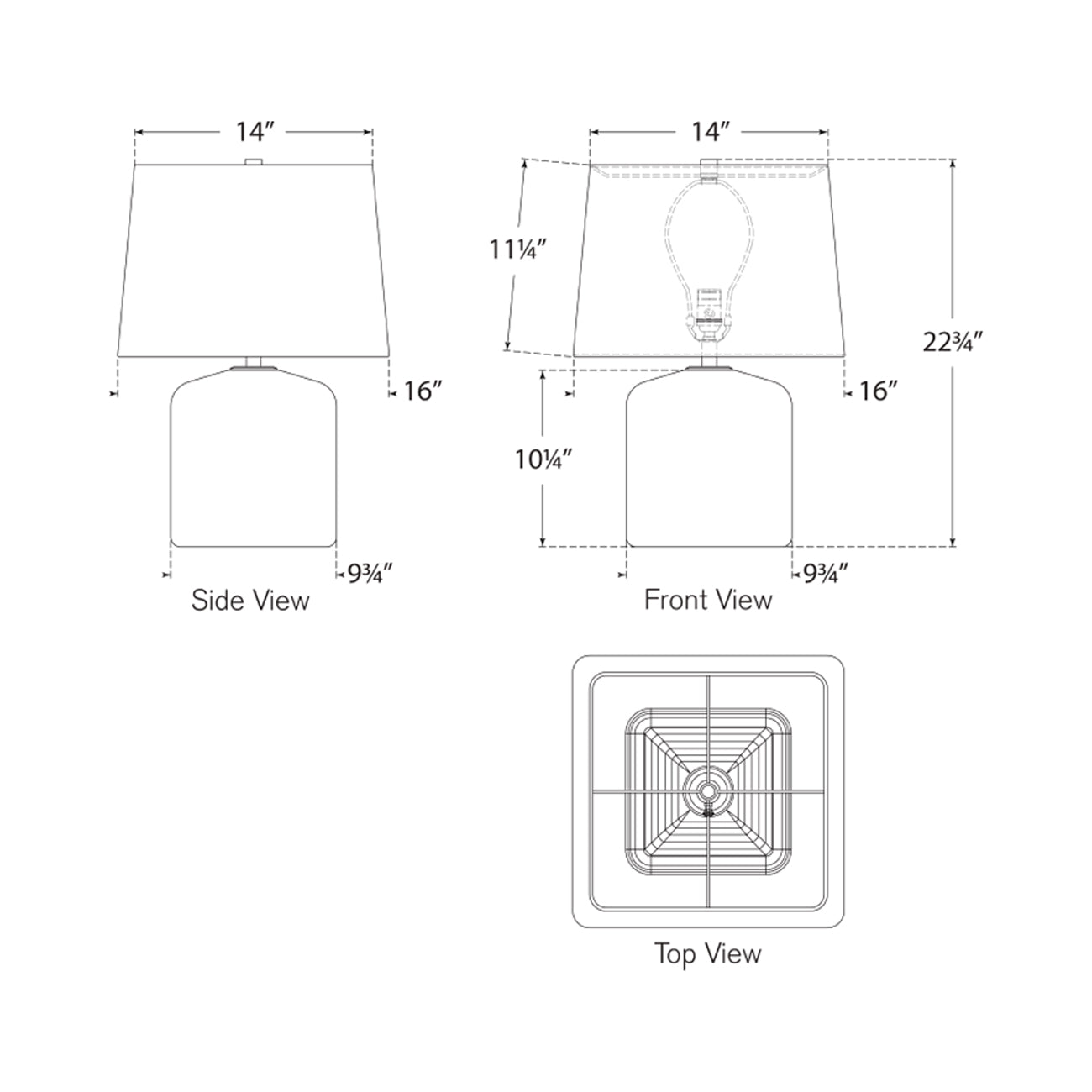 Ruby Table Lamp - line drawing.