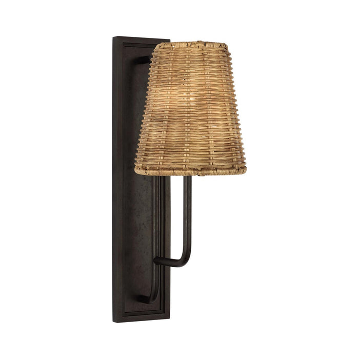 Rui Wall Light in Aged Iron/Natural Wicker.