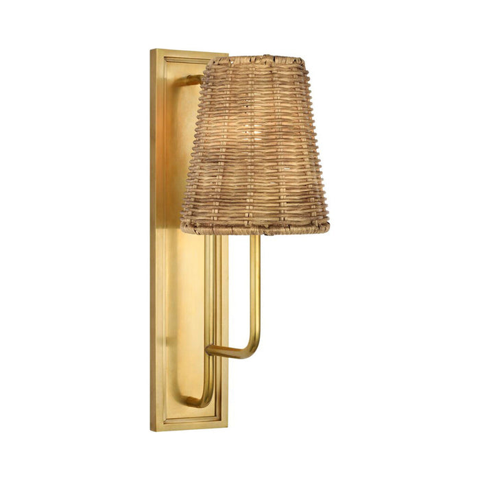 Rui Wall Light in Hand-Rubbed Antique Brass/Natural Wicker.