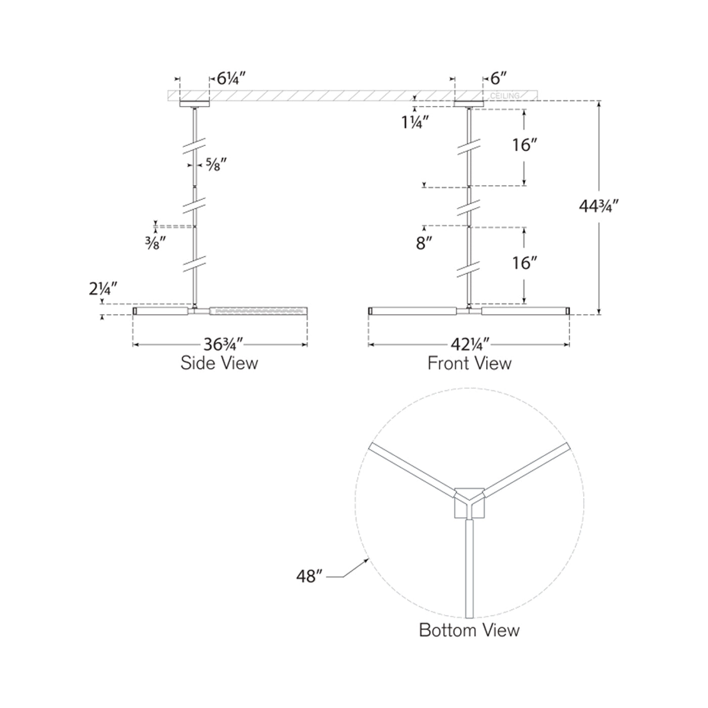Satori LED Chandelier - line drawing.