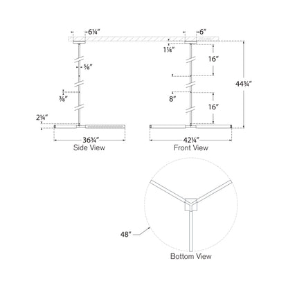 Satori LED Chandelier - line drawing.