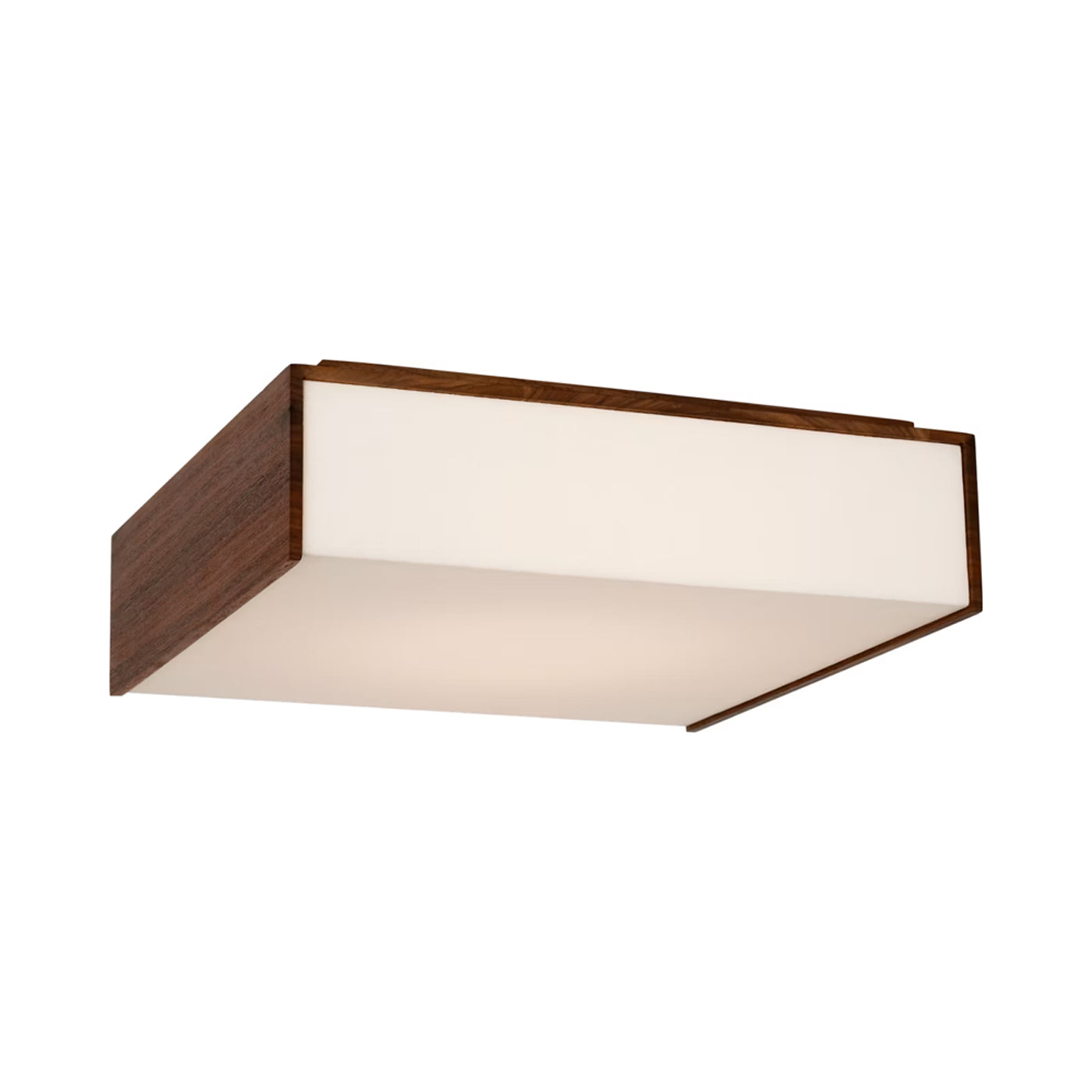 Satori LED Flush Mount Ceiling Light in Natural Walnut.