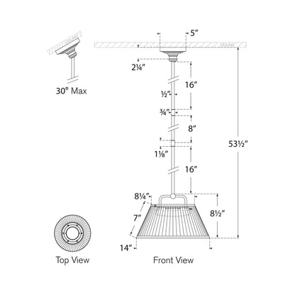 Serrato LED Pendant Light - line drawing.