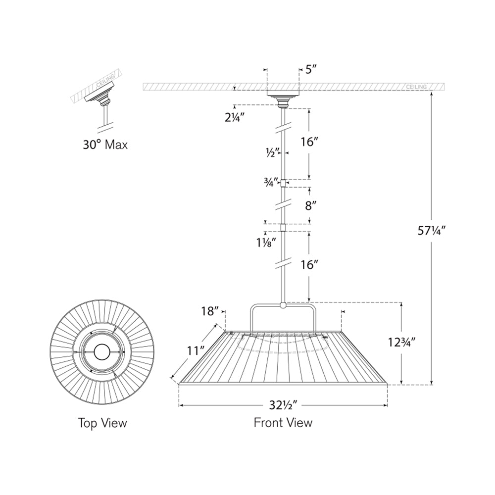 Serrato LED Pendant Light - line drawing.