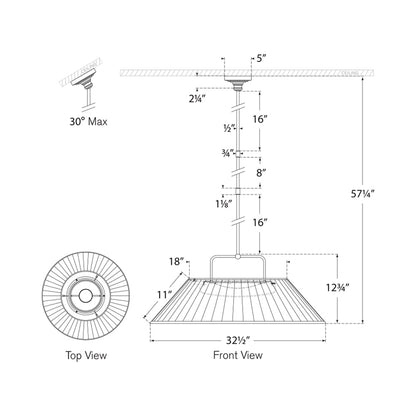 Serrato LED Pendant Light - line drawing.