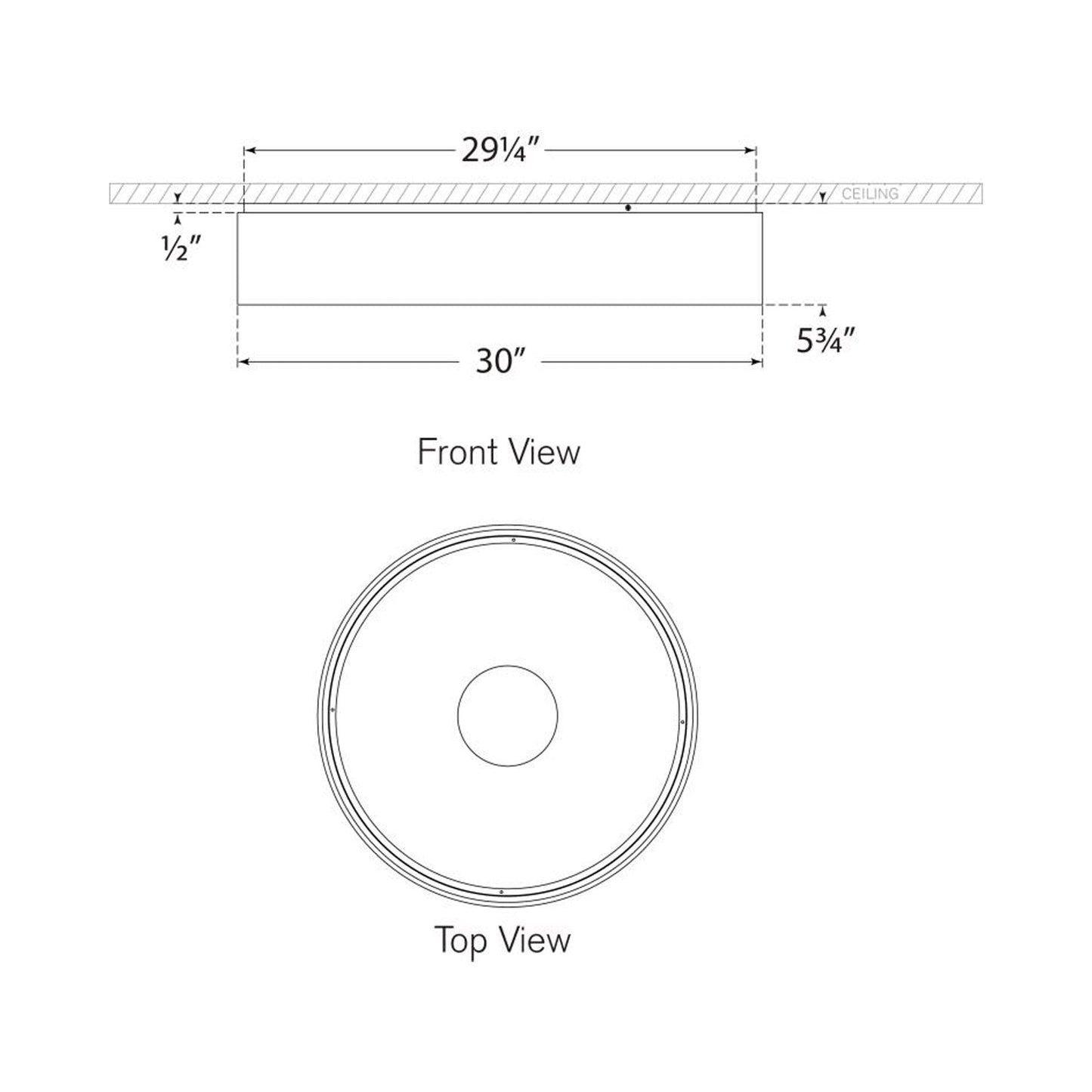 Shaw LED Flush Mount Ceiling Light - line drawing.