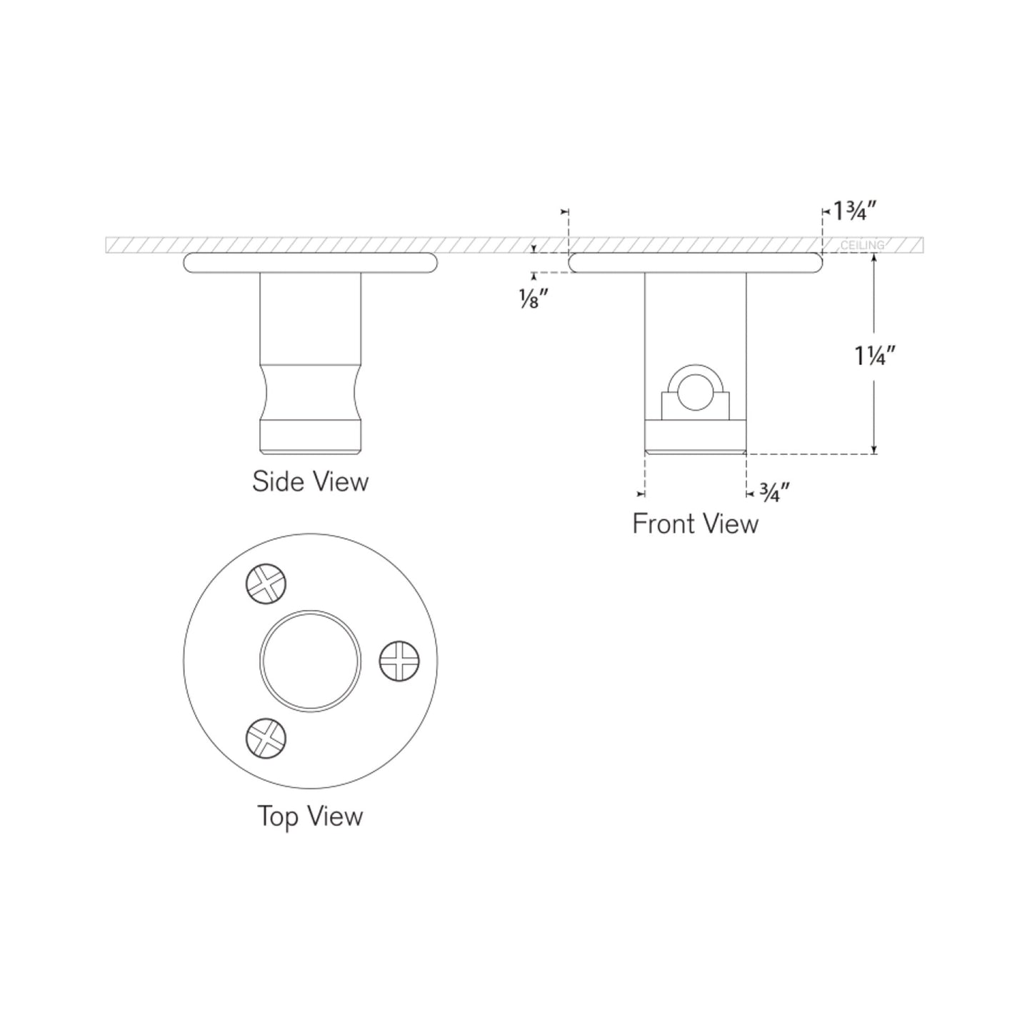 Signature Single Cord Swag Mount - line drawing.