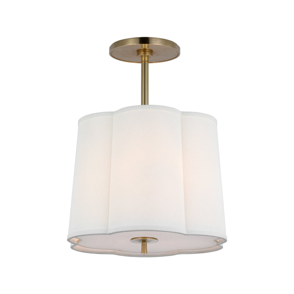 Simple Scallop Pendant Light in Soft Brass (15.75-Inch).