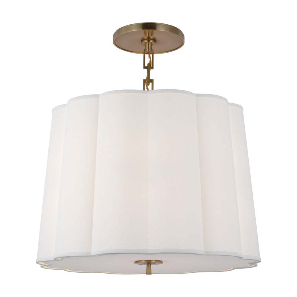 Simple Scallop Pendant Light in Soft Brass (25-Inch).