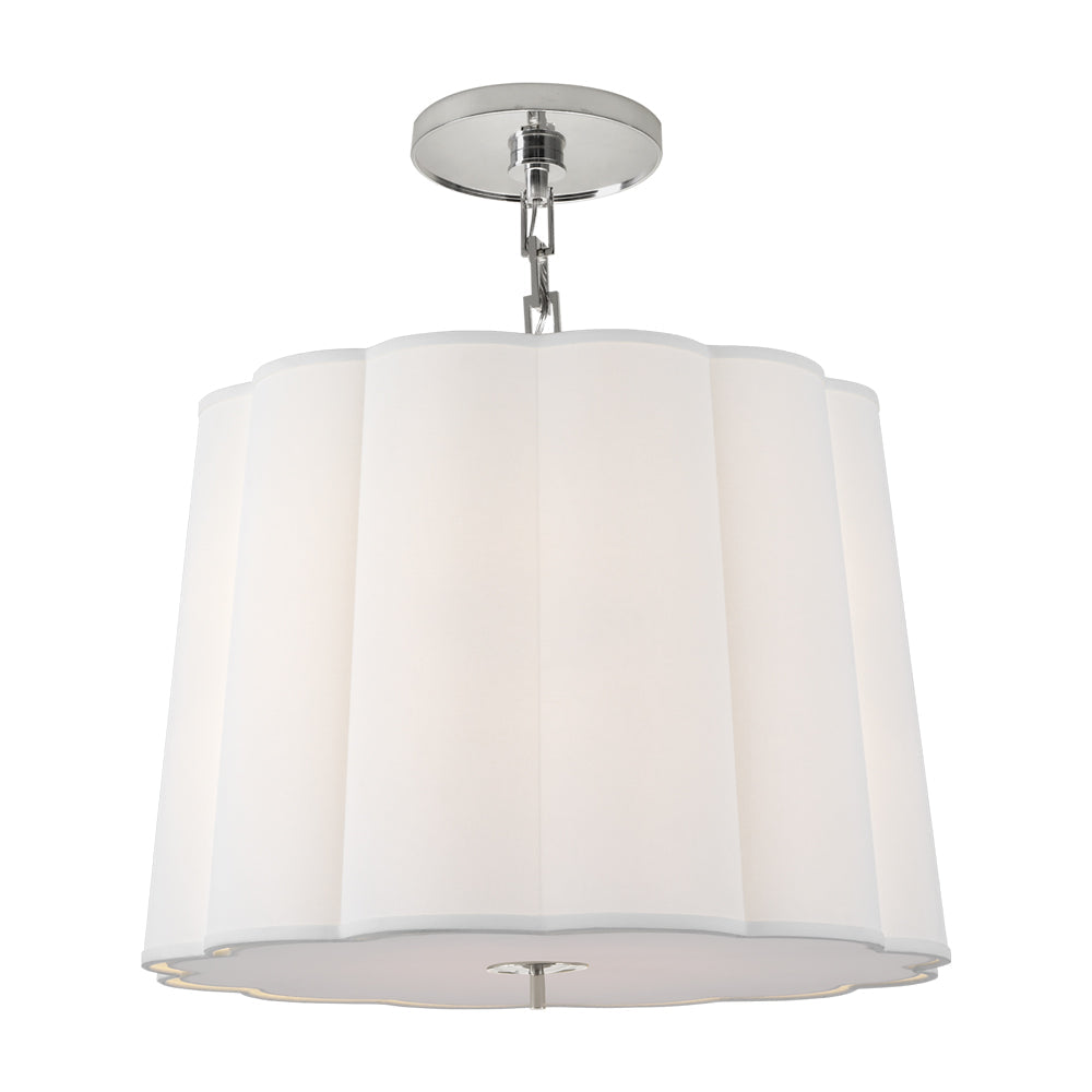 Simple Scallop Pendant Light in Soft Silver (25-Inch).