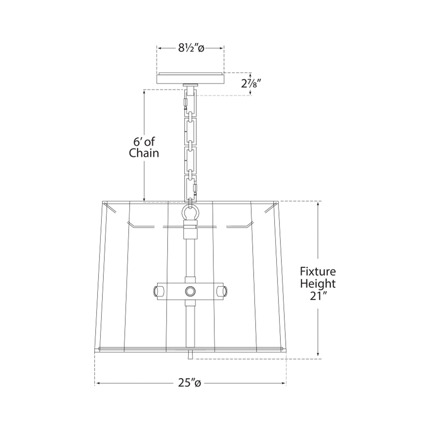 Simple Scallop Pendant Light - line drawing.