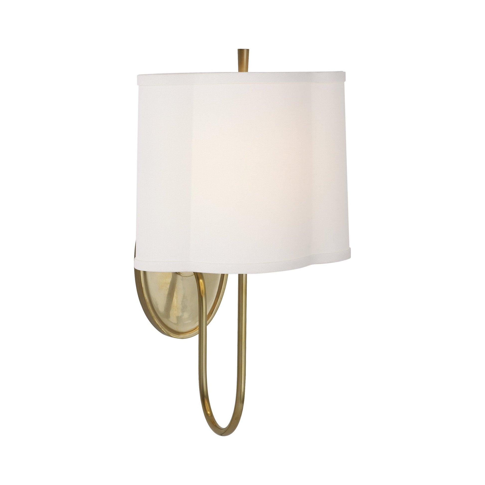 Simple Scallop Wall Light in Soft Brass/Linen.