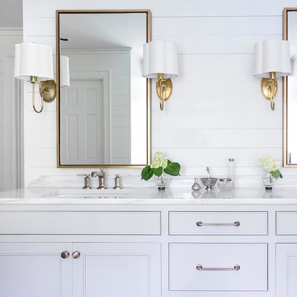 Simple Scallop Wall Light in bathroom.