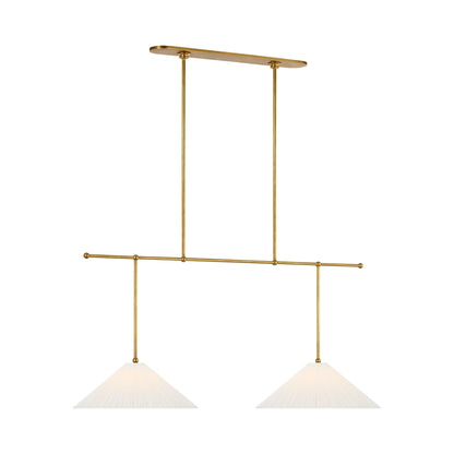 Soren Extended Drop Linear Chandelier in Hand-Rubbed Antique Brass.