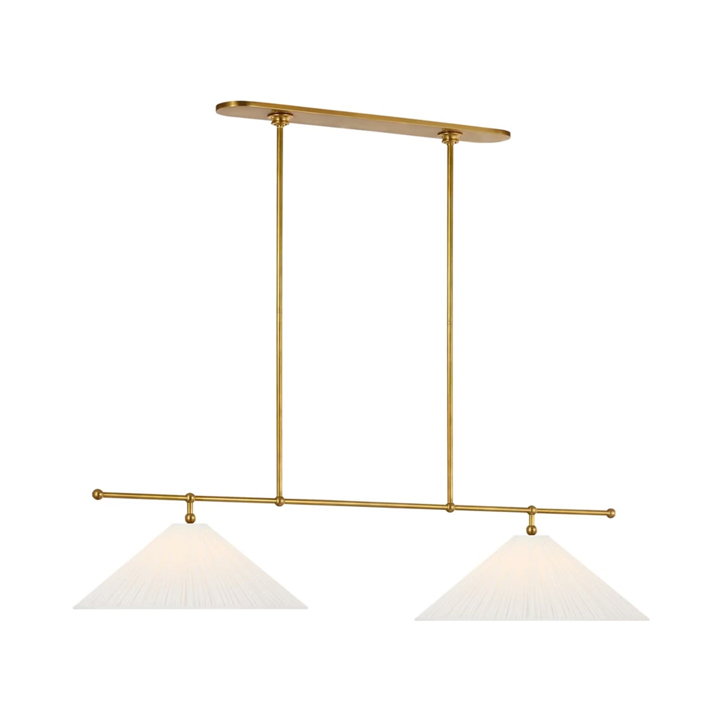 Soren Linear Chandelier in Hand-Rubbed Antique Brass.