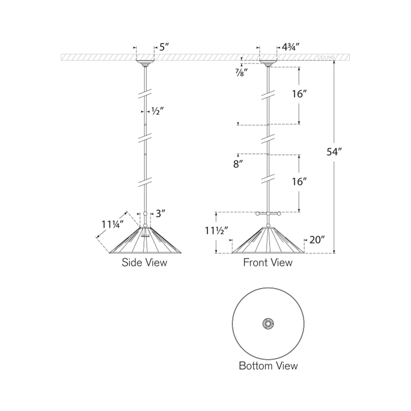 Soren Pendant Light - line drawing.