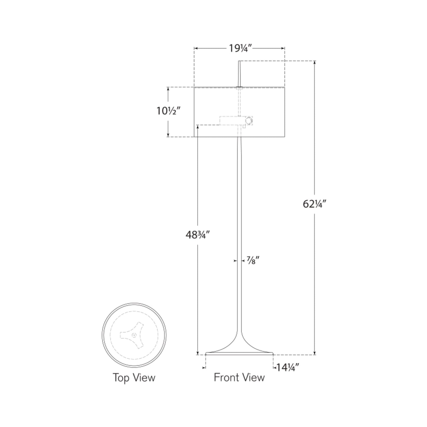 Spinet Floor Lamp - line drawing.