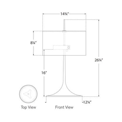 Spinet Trumpet Table Lamp - line drawing.