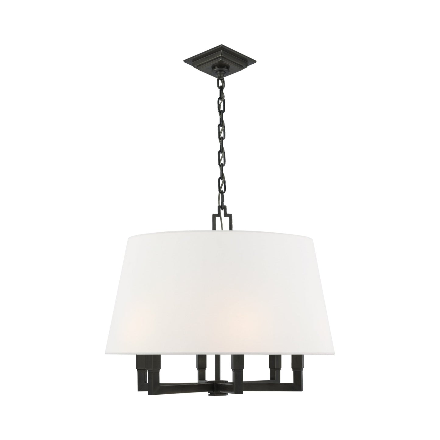 Square Tube Pendant Light in Bronze/Linen.