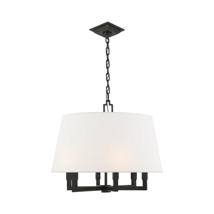 Square Tube Pendant Light in Bronze/Linen.