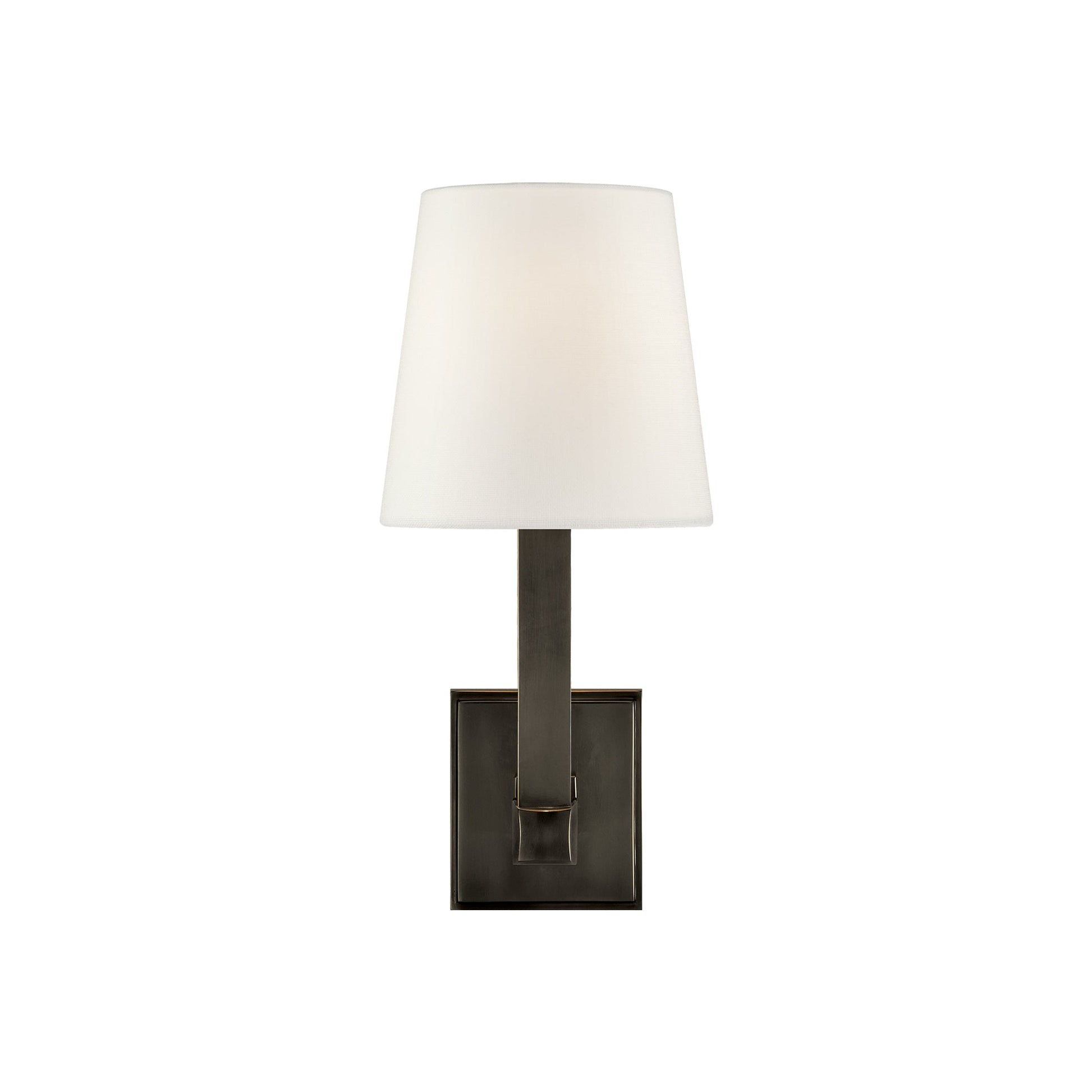 Square Tube Wall Light in Bronze/Linen (6.25-Inch).