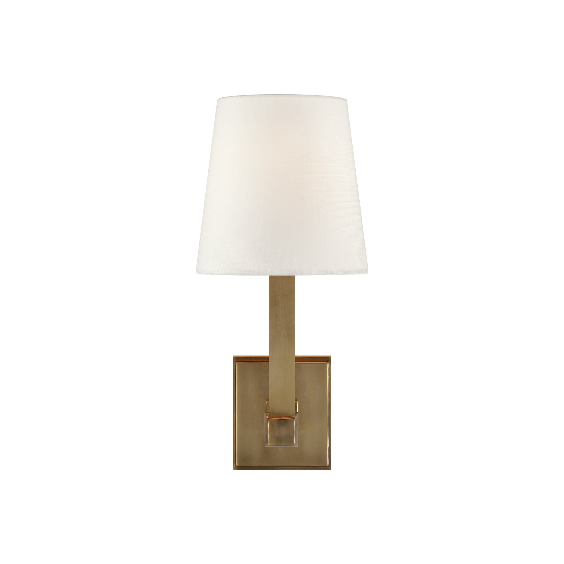 Square Tube Wall Light in Hand-Rubbed Antique Brass/Linen (6.25-Inch).