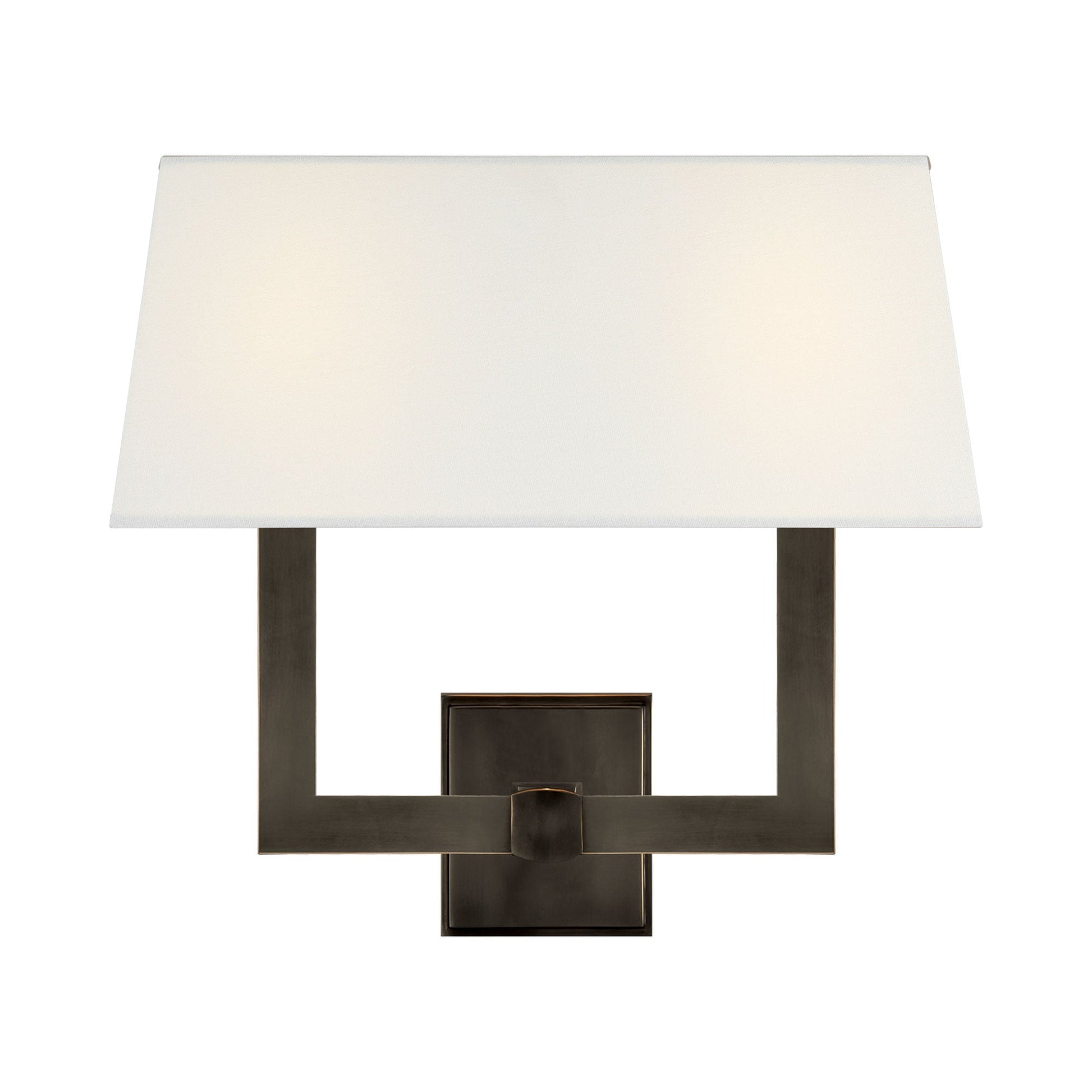 Square Tube Wall Light in Bronze/Linen (15.5-Inch).