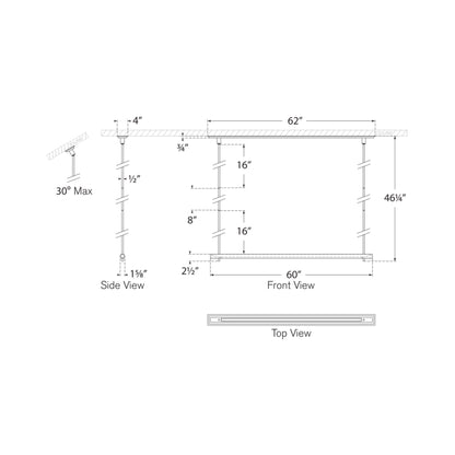 Stahl LED Linear Chandelier - line drawing.