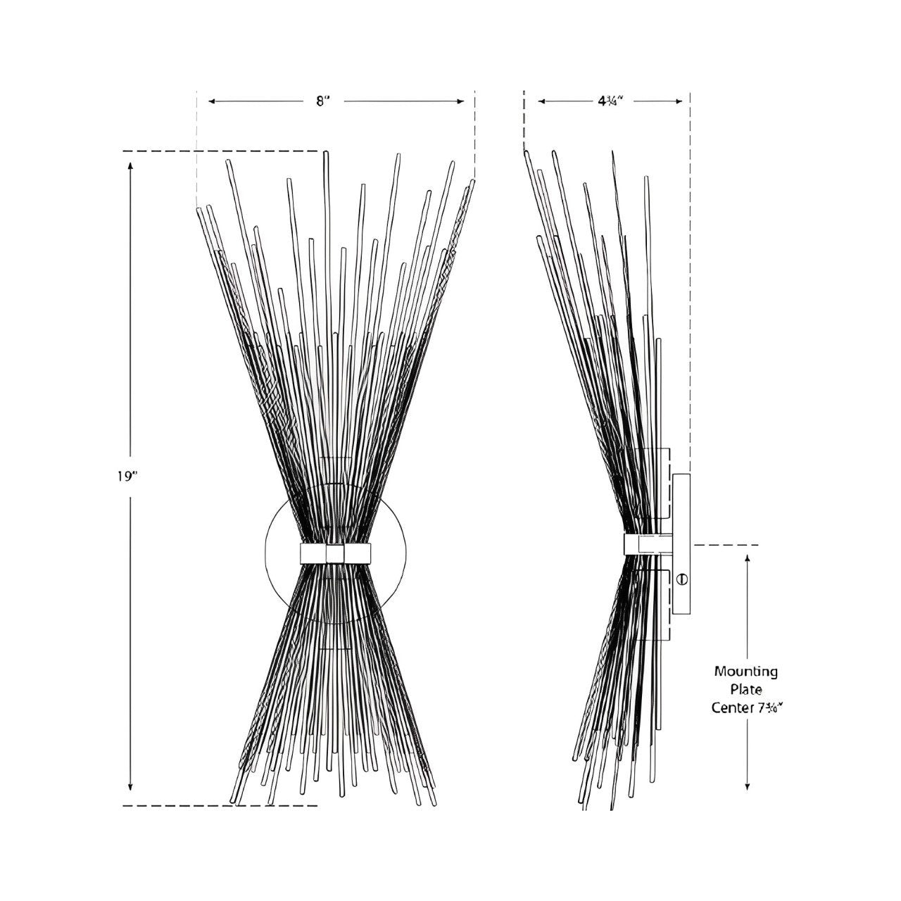 Strada Wall Light - line drawing.