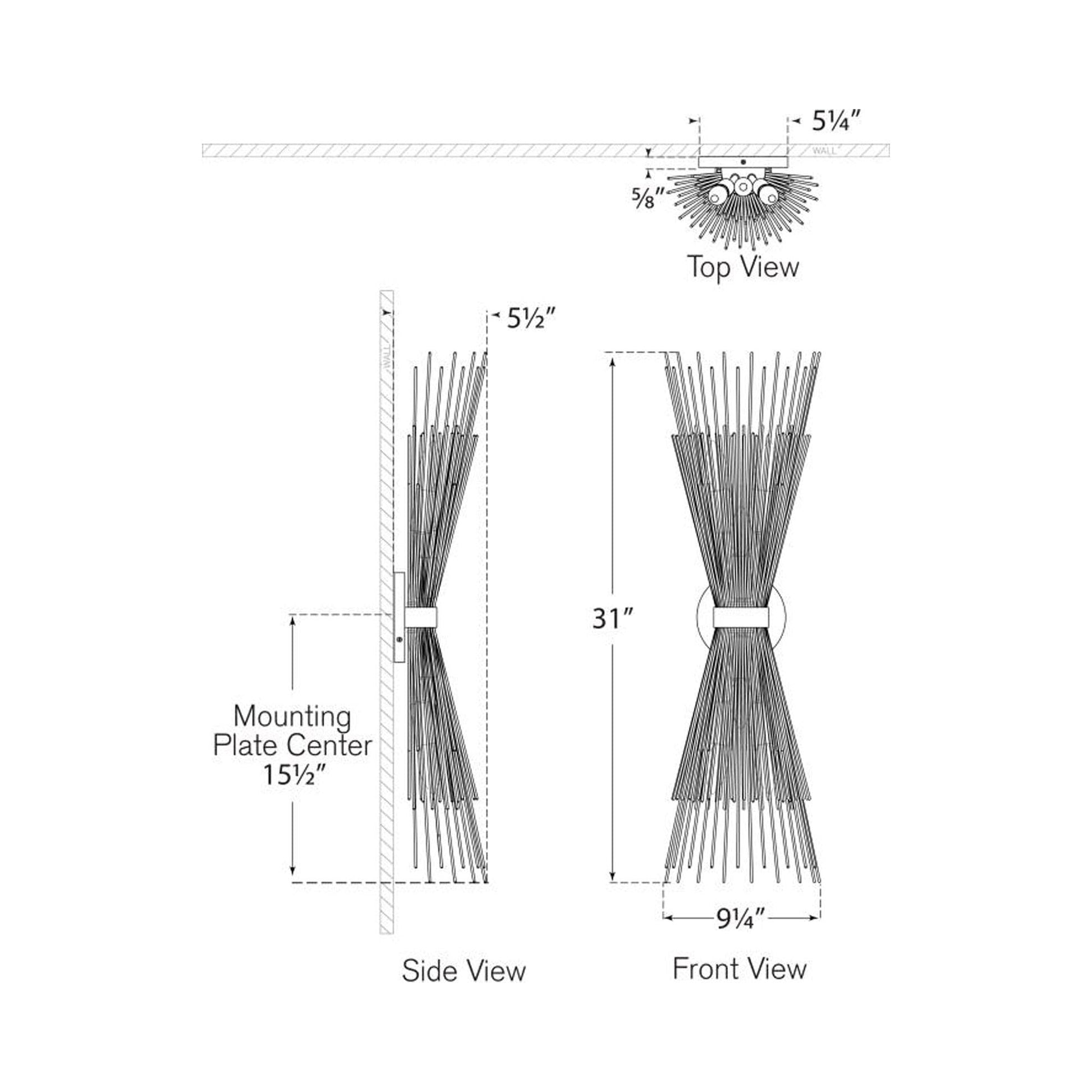 Strada Wall Light - line drawing.