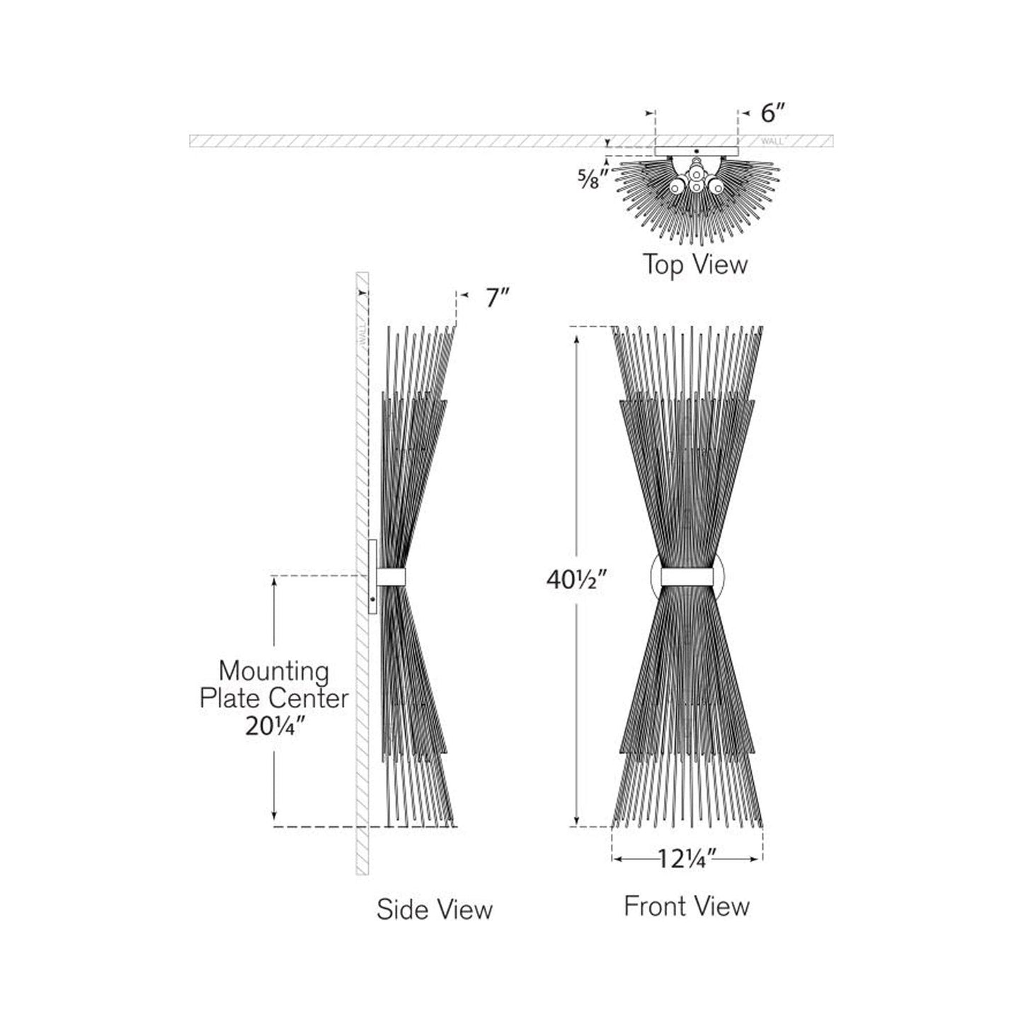 Strada Wall Light - line drawing.
