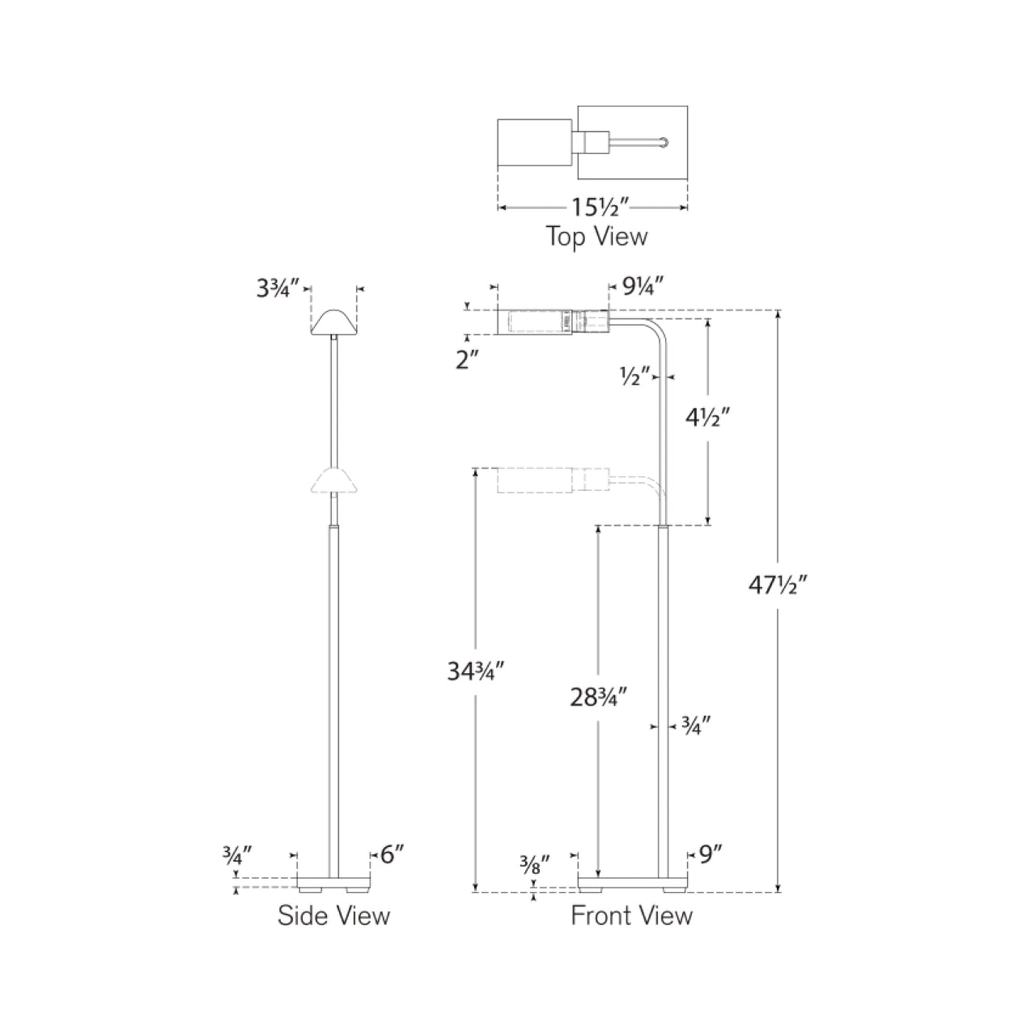 Studio LED Rechargeable Floor Lamp - line drawing.