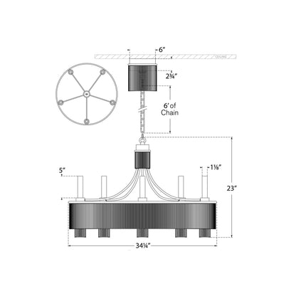 Sutton Chandelier - line drawing.