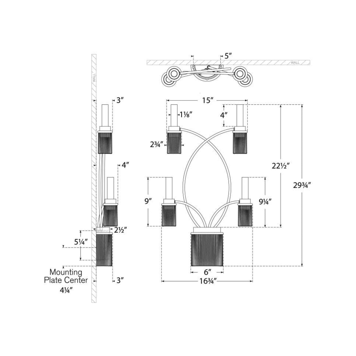 Sutton Wall Light - line drawing.