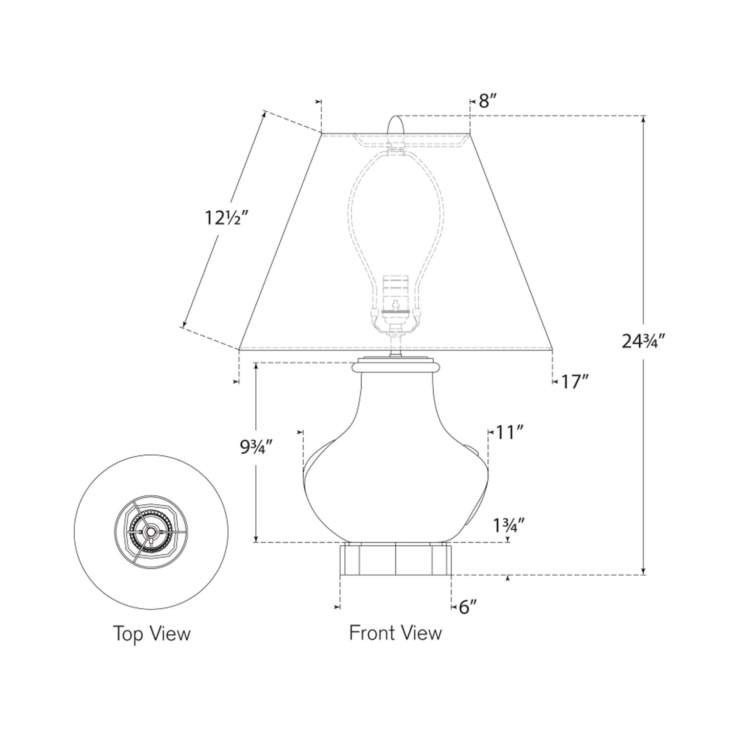 Tahiti Table Lamp - line drawing.